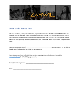 Social Media Release Form